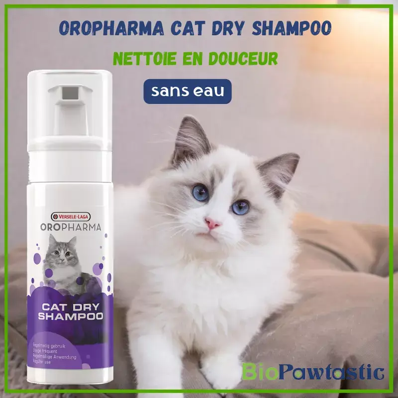 Versele laga Oropharma Cat Dry Shampoo sans eau 150ml, mousse nettoyante à base d'aloe vera