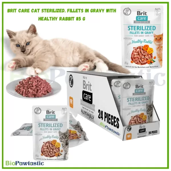 Brit Care Cat Sterilized. Fillets in Gravy with Healthy Rabbit 85 g